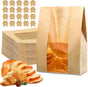 50 Pcs Bread Bag - Kraft paper with transparent window - 35*21*9 cm | Large baking bag - Suitable for storing V1188-ZXY-117-0056