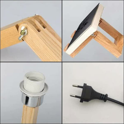 Creative Robot Table Lamp, Height Adjustable, Can Hold Books, Wooden Bedside Lamp, Fabric Shade, E27 Screw V1188-ZXY-117-0059