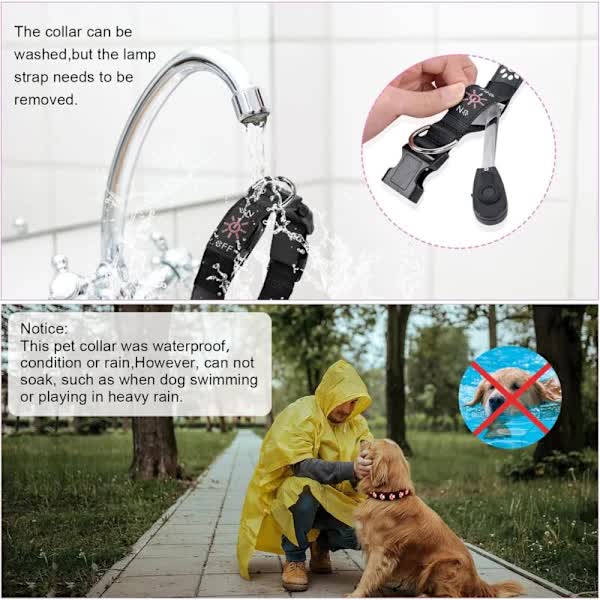 LED Luminous Dog Collar, Rechargeable and Waterproof Dog Collar, Adjustable Collar with 7 Light Modes V1188-ZXY-117-0061