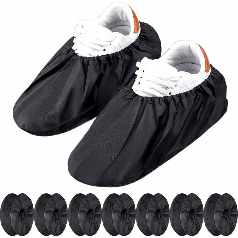 10 Pairs Reusable Non-Slip Shoe Covers Machine Washable (Black) V1188-ZXY-117-0067