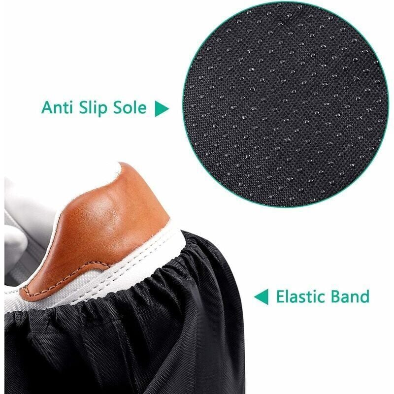 10 Pairs Reusable Non-Slip Shoe Covers Machine Washable (Black) V1188-ZXY-117-0067