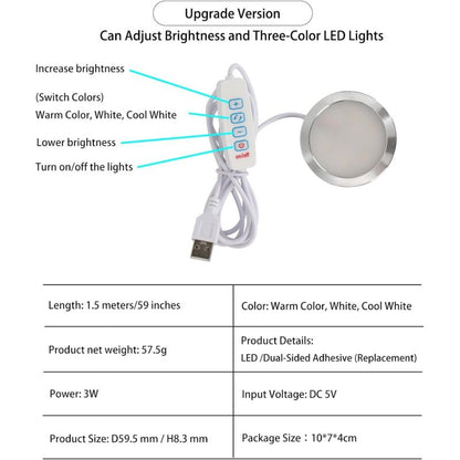 LED 001 Three Colors for Bambu Lab Makerworld 3D Printing Bulb Kit Spare Parts 5V USB Powered Warm Light 3000K V1188-ZXY-117-0069