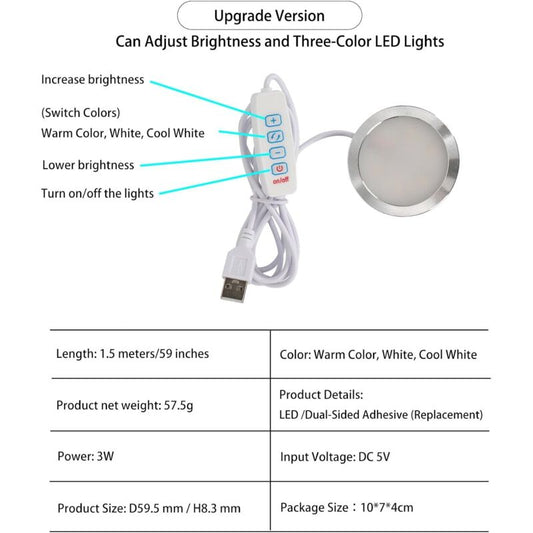 LED 001 Three Colors for Bambu Lab Makerworld 3D Printing Bulb Kit Spare Parts 5V USB Powered Warm Light 3000K V1188-ZXY-117-0069