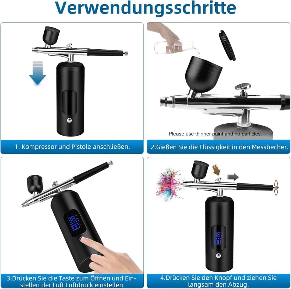 Airbrush Machine - Wireless Spray Gun Set with USB Charging and 3 Speed Modes, for Nail Art, Cake Decorating V1188-ZXY-117-0074