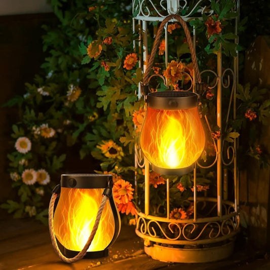 1/2/4 Pack Solar Garden Lights with Flame Effect - Waterproof Hanging Lanterns with USB Charging, Halloween V1188-ZXY-117-0076