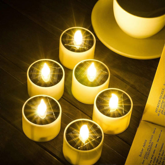 6pcs Solar Powered Heat Lights Outdoor Lights Flameless Flicker IP65 Waterproof Rechargeable LED Lights with V1188-ZXY-117-0077