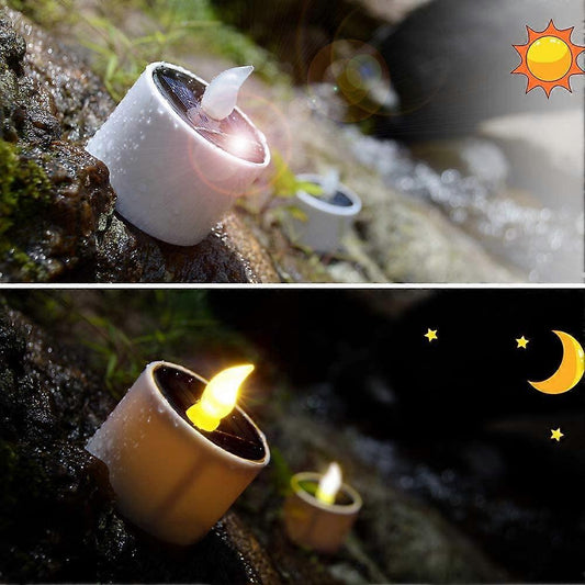 6pcs Solar Powered Heat Lights Outdoor Lights Flameless Flicker IP65 Waterproof Rechargeable LED Lights with V1188-ZXY-117-0077