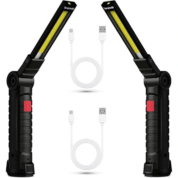 Rechargeable LED Work Light 2 Pack Magnetic COB USB Torch 5 Modes 360 degrees Camping Lamp for Workshop V1188-ZXY-117-0078