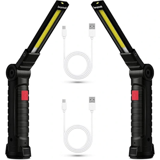Rechargeable LED Work Light 2 Pack Magnetic COB USB Torch 5 Modes 360 degrees Camping Lamp for Workshop V1188-ZXY-117-0078