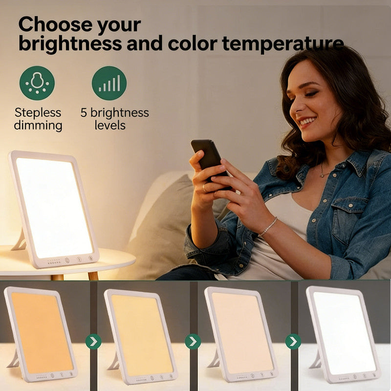 Light Therapy Lamp 12000 Lux UV-Free LED Adjustable Brightness Color Temperature Timer Touch Control Memory V1188-ZXY-117-0079
