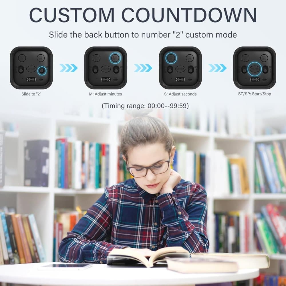 Pomodoro Timer 25/5/10 Min Desk Timer Vibration Volume Adjustable Productivity Clock V1188-ZXY-117-0080