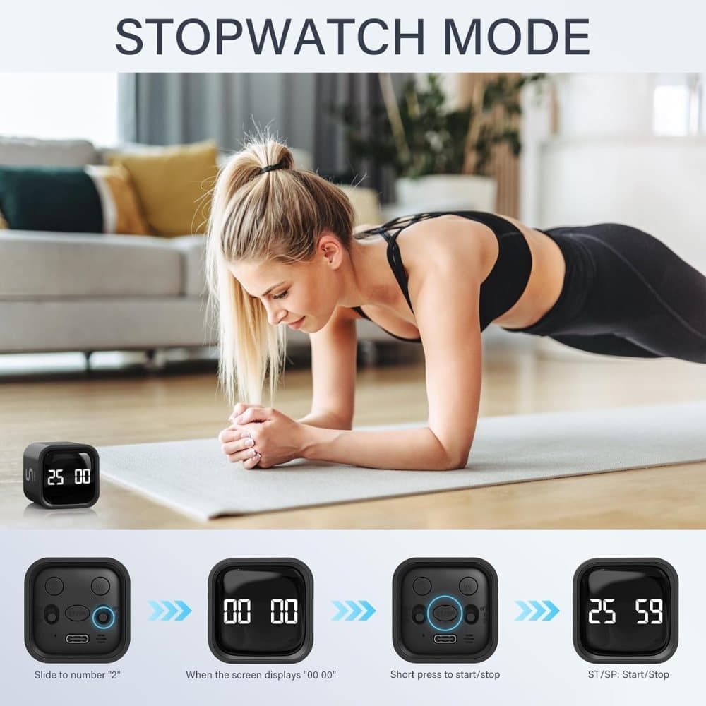 Pomodoro Timer 25/5/10 Min Desk Timer Vibration Volume Adjustable Productivity Clock V1188-ZXY-117-0080