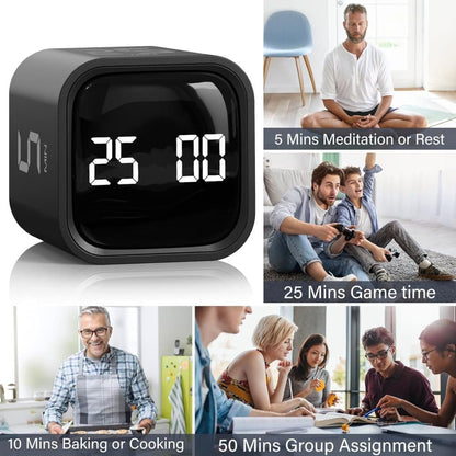 Pomodoro Timer 25/5/10 Min Desk Timer Vibration Volume Adjustable Productivity Clock V1188-ZXY-117-0080
