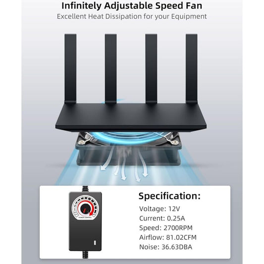 120mm 12V PC Case Fan - Adjustable Wind Speed, AC 220V - 240V Fan, 2750RPM, Laptop PC Fan for TV, Radio, V1188-ZXY-117-0081