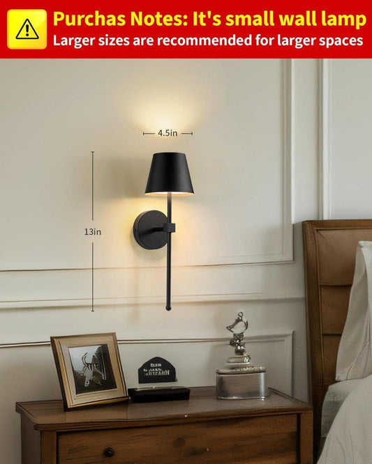 Wireless Wall Lamps 2-pack, LED Lamps with Rechargeable Battery, Stepless Dimmable with Remote Control V1188-ZXY-117-0082