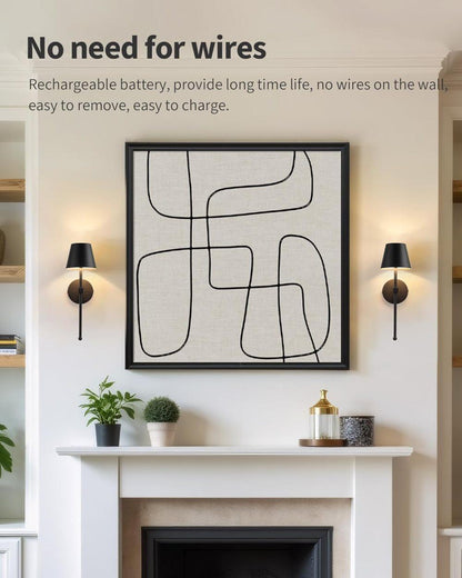 Wireless Wall Lamps 2-pack, LED Lamps with Rechargeable Battery, Stepless Dimmable with Remote Control V1188-ZXY-117-0082