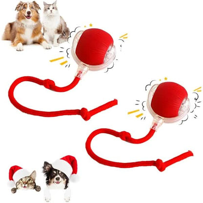 2 pcs 360 degrees Smart Automatic Rolling Pet Ball, Rechargeable Irregular Movement for Cats & Dogs, Red V1188-ZXY-117-0084