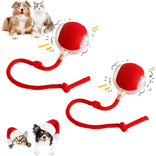 2 pcs 360 degrees Smart Automatic Rolling Pet Ball, Rechargeable Irregular Movement for Cats & Dogs, Red V1188-ZXY-117-0084