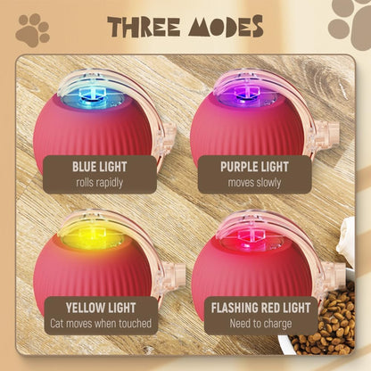 2 pcs 360 degrees Smart Automatic Rolling Pet Ball, Rechargeable Irregular Movement for Cats & Dogs, Red V1188-ZXY-117-0084