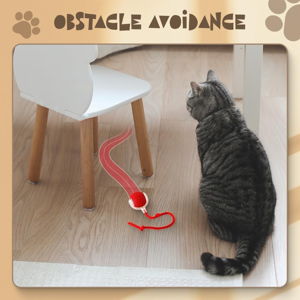2 pcs 360 degrees Smart Automatic Rolling Pet Ball, Rechargeable Irregular Movement for Cats & Dogs, Red V1188-ZXY-117-0084