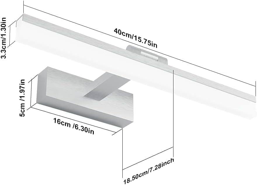Wall light LED for mirror, wall light 40 cm for bathroom, wardrobe and toilet(Silver) V1188-ZXY-117-0086