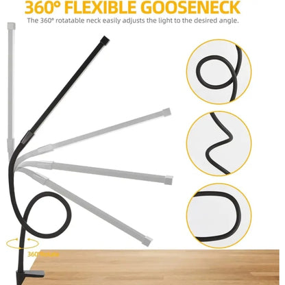 1 pc. Desk Lamps for Home Office, Clamp Lamp Dimmable Gooseneck Lamp Touch Control, Adjustable Desk Lamp for V1188-ZXY-117-0089
