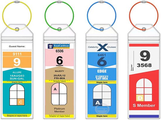 4-Piece Cruise Luggage Tags - Cruise Tag Holder - with Steel Ring - Transparent - for all your Royal V1188-ZXY-131-003