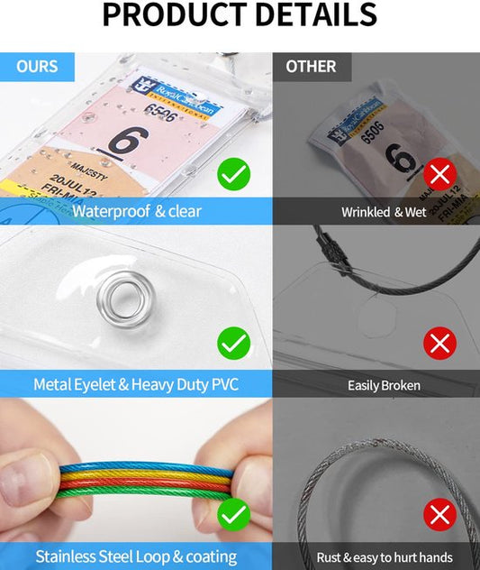 4-Piece Cruise Luggage Tags - Cruise Tag Holder - with Steel Ring - Transparent - for all your Royal V1188-ZXY-131-003