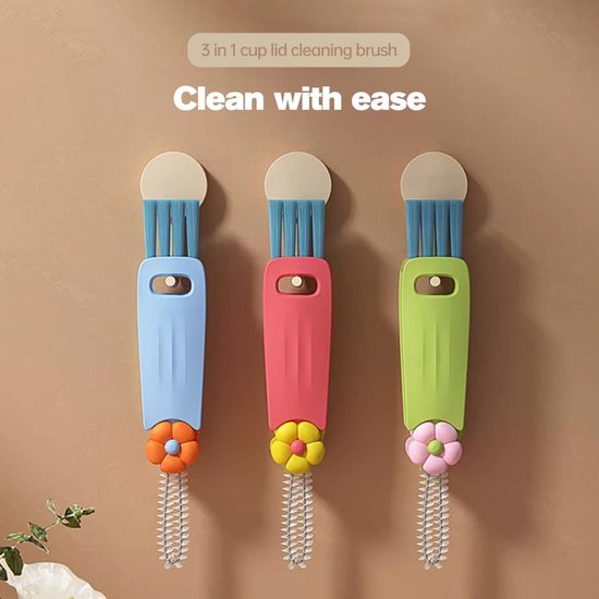 3-in-1 Crevice Brush - Multifunctional - Lid Brush - Suitable for small spaces, various cups and bottles V1188-ZXY-131-004