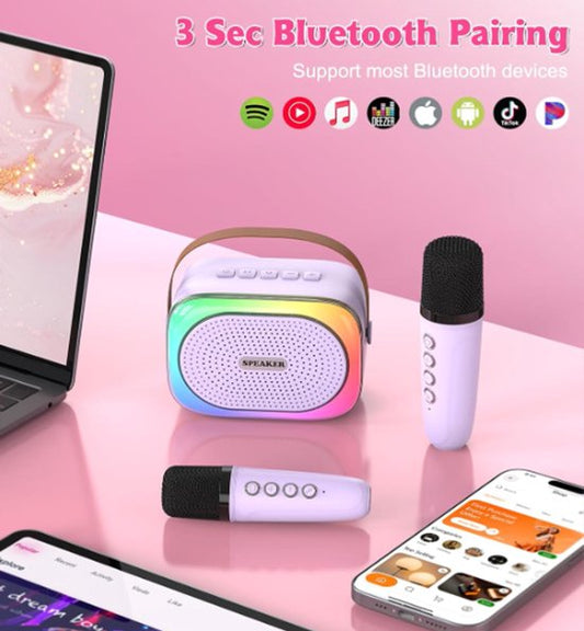 Karaoke set for kids - Portable Bluetooth speaker for car - Equipped with 2 karaoke microphones - Voice V1188-ZXY-131-017
