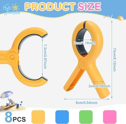 Large Clothes Pegs - 8-Pack Towel Clips - Suitable for Sunbeds, Swimming Pools and Cruise Ships V1188-ZXY-131-031