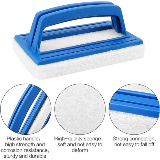 Pool Wall Brush - Sponge Pool Brush - Soft - Hot Tub Cleaning Brush - Pool Sponge Cleaner with Handle (White) V1188-ZXY-131-043