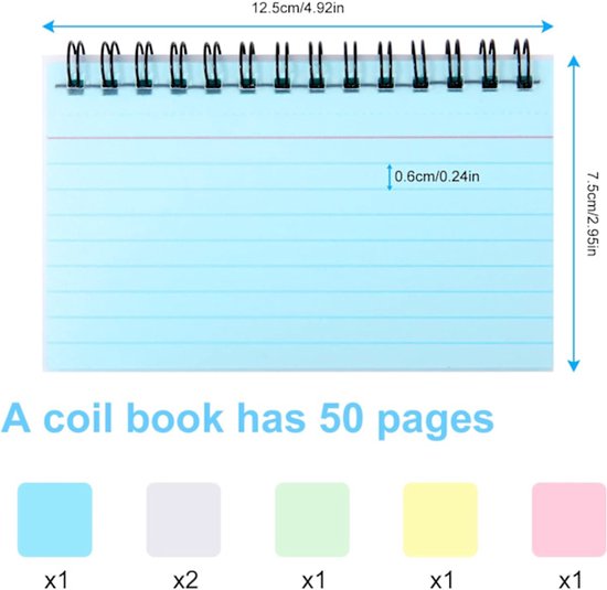 Color Notebooks - American Notepads - Index Card Notebooks - Vocabulary Books - Small Books - 6-Pack V1188-ZXY-131-045