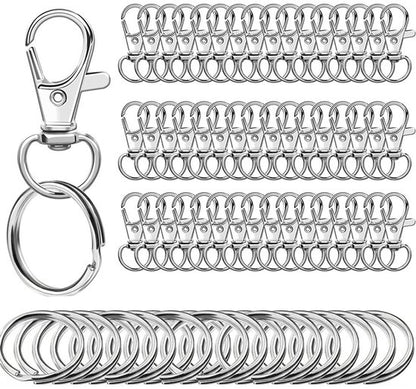 Small Stainless Steel Keychains - 100 Pieces Carabiner Keychains - DIY - DIY Ring - Snap Closure with Turning V1188-ZXY-131-058