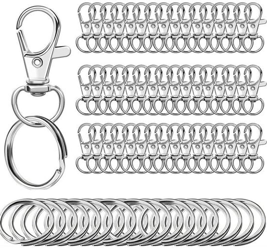 Small Stainless Steel Keychains - 100 Pieces Carabiner Keychains - DIY - DIY Ring - Snap Closure with Turning V1188-ZXY-131-058