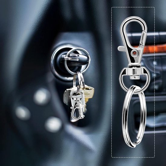Small Stainless Steel Keychains - 100 Pieces Carabiner Keychains - DIY - DIY Ring - Snap Closure with Turning V1188-ZXY-131-058