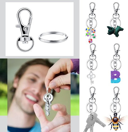 Small Stainless Steel Keychains - 100 Pieces Carabiner Keychains - DIY - DIY Ring - Snap Closure with Turning V1188-ZXY-131-058