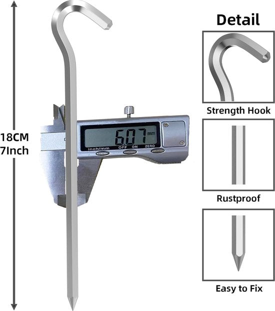 Tent peg - 8 cm / 7 inch - Metal aluminum awning peg - Camping peg Tent anchor - Silver V1188-ZXY-131-062