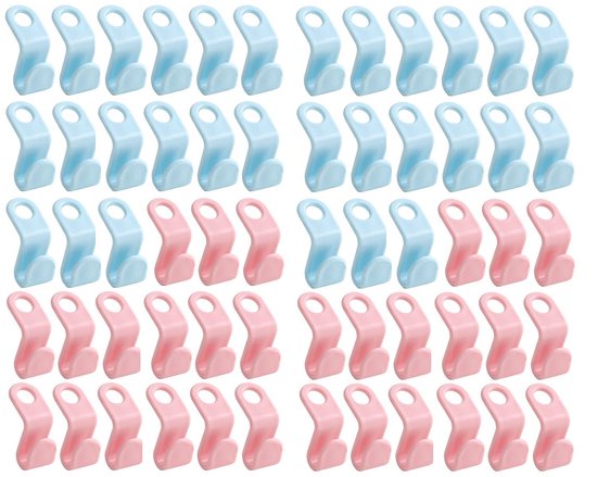 Coat Hooks - 60 pieces - Hangers/Hooks - Pink and Blue - Thickened S-shaped V1188-ZXY-131-065