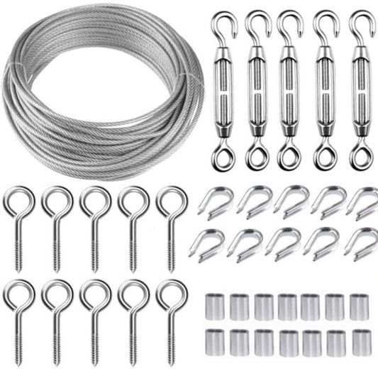 30M/2mm stainless steel wire set with M5 tensioner for plants, clotheslines and railings V1188-ZXY-131-066