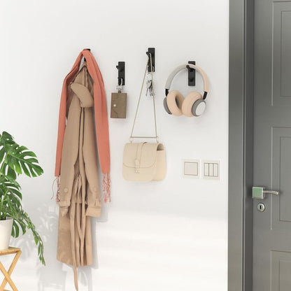 Coat Hooks - Self-Adhesive Hooks for Towels, Coats, Keys - Bathroom, Doors, Kitchens, Dorms - Black - Metal - V1188-ZXY-131-072