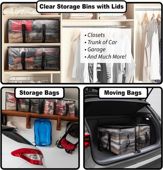 Large Moving Boxes & Storage Bags - Extra Large Moving Boxes with Backpack Straps, Zippers & Handles - Sturdy V1188-ZXY-131-082