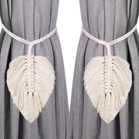 Curtain hooks - 2 sets of hand-woven curtains - curtain cords and curtain leaves V1188-ZXY-131-083