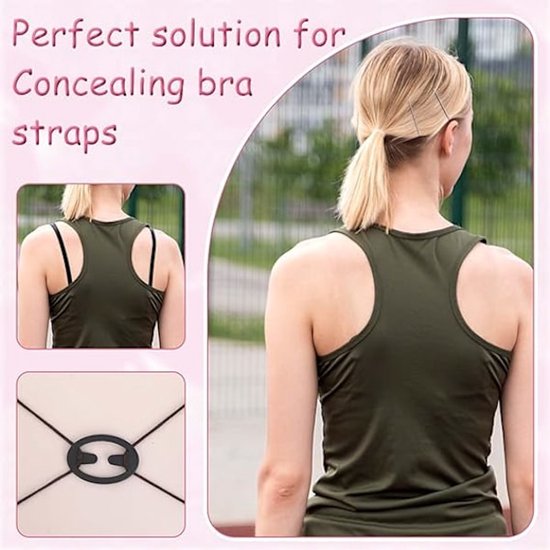 Non-slip bra straps - Racerback bra strap holders - bra strap clips with non-slip buckles and hidden straps - V1188-ZXY-131-098