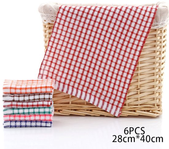 Tea towels - Cotton kitchen towels - Absorbent clean - Tea towels - Kitchen - 6-pack V1188-ZXY-131-099