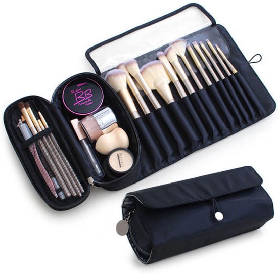 Makeup Bag - Professional Foldable Travel Brush Bag - For Makeup Brushes - Black V1188-ZXY-131-103