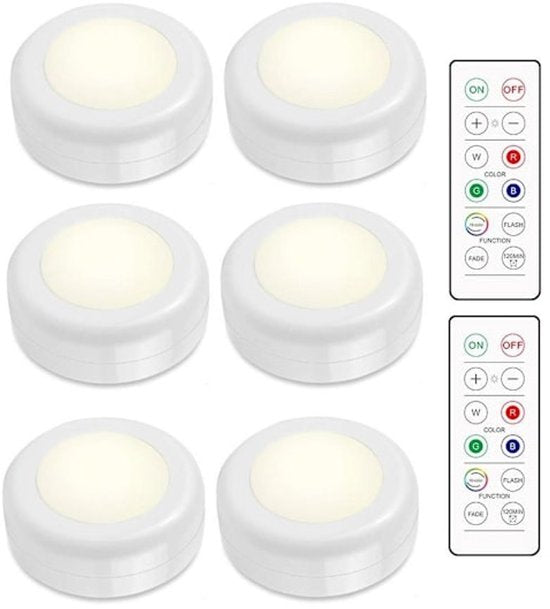 LED spotlight set - 6 stylish lights with dimming function and 2 practical remote controls - Night lights V1188-ZXY-131-108