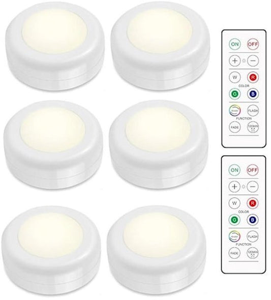 LED spotlight set - 6 stylish lights with dimming function and 2 practical remote controls - Night lights V1188-ZXY-131-108