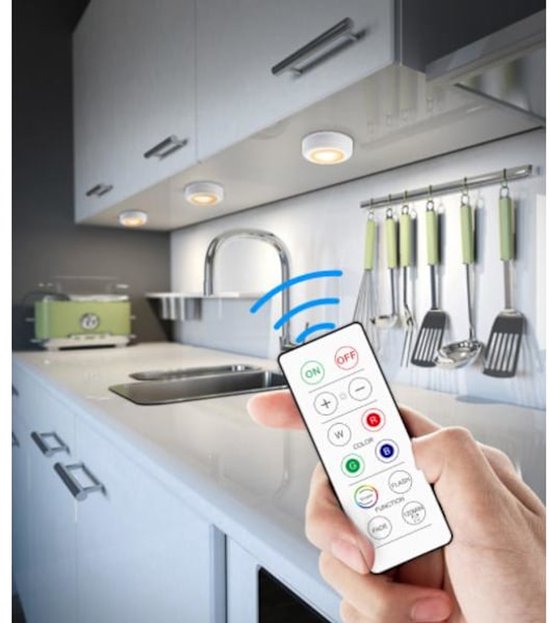 LED spotlight set - 6 stylish lights with dimming function and 2 practical remote controls - Night lights V1188-ZXY-131-108