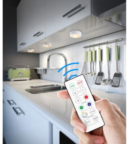 LED spotlight set - 6 stylish lights with dimming function and 2 practical remote controls - Night lights V1188-ZXY-131-108